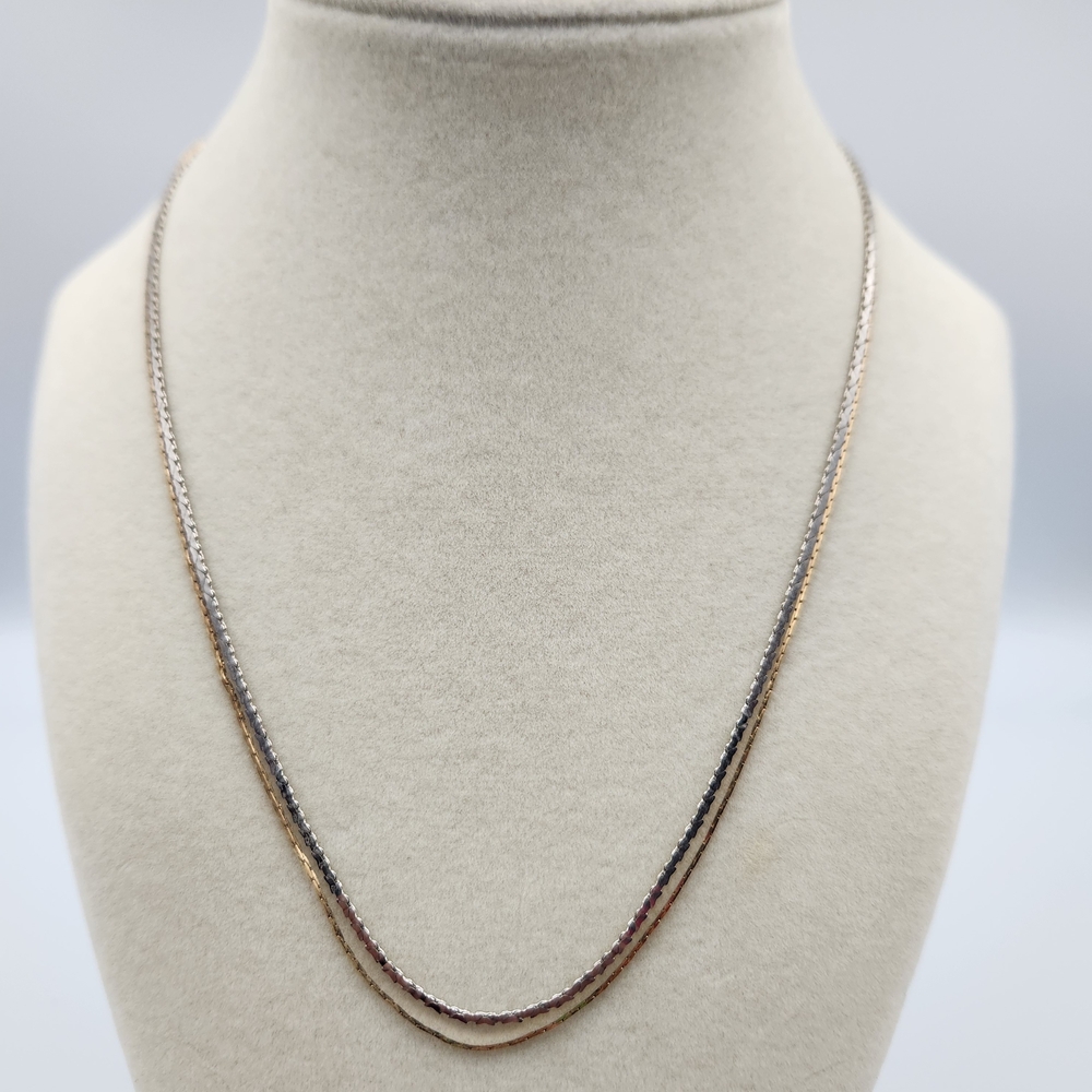 Elegant Monet Flat Chain Two-Tone Necklace